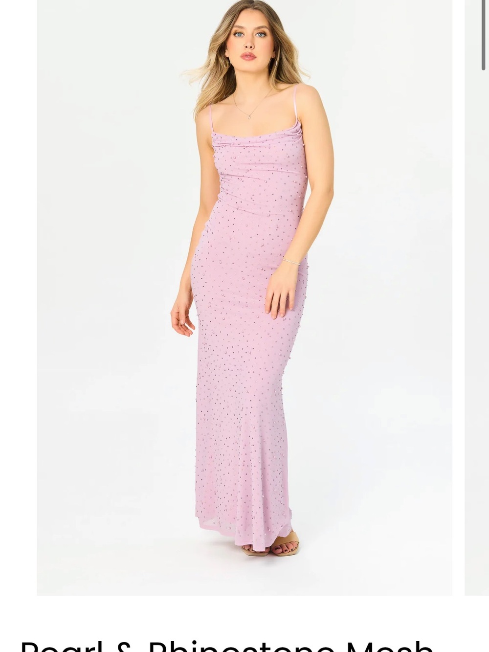 Eclipse Lavender Rhinestone Mesh Maxi Dress